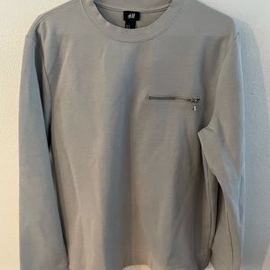 H&M mens grey crewneck with zipper detail